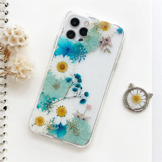 猫好きさん！可愛くてお洒落な押し花ケース！ iPhoneケース 手帳型 