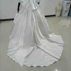 優雅的！米白色洋裝 A 字形裸上衣可拆卸袖子婚禮/招待會 第8張的照片