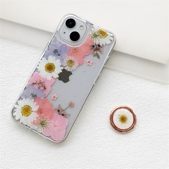 猫好きさん！ 可愛くてお洒落な押し花ケース！ iPhoneケース 手帳型 