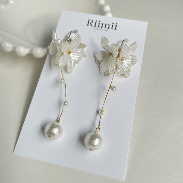 ゴールド ひねり リング パール ピアス イヤリング ハンドメイド
