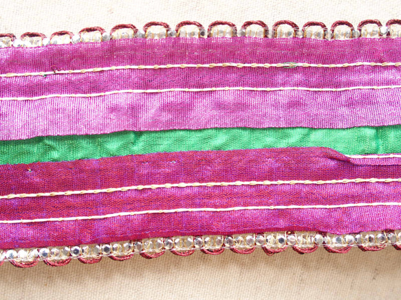 1mより スパンコールチロリアンテープ 緑紫☆手芸 エスニック ハンドメイド 民族衣装 インド サリー 9枚目の画像