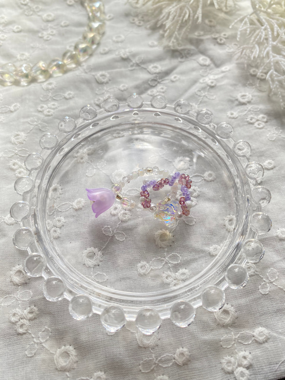 花と蝶のリングセット~purple~ 1枚目の画像
