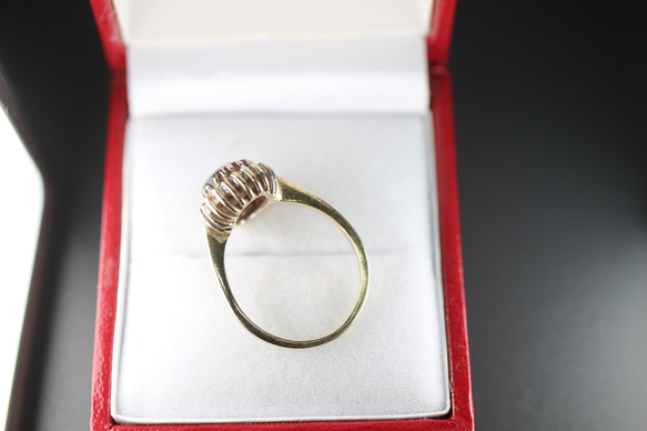 ゴールド 英国 1989年 ビンテージ アメジスト アメシスト ダイアモンド 指輪 リング 375 レディース J145 4枚目の画像