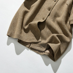 「時尚不打扮」長外套、無領外套、羊毛混紡 230928-1 第4張的照片