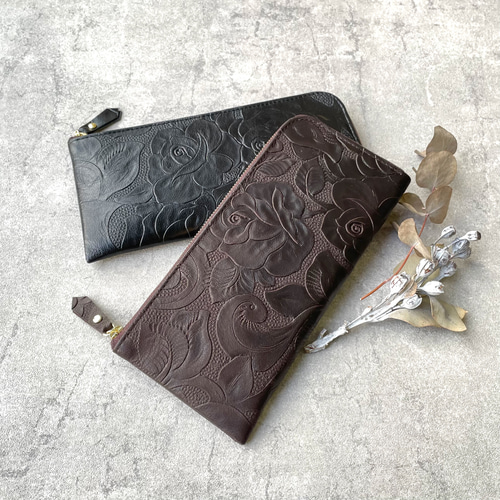 新品 ADMJ スワロフスキー クリスタル 薔薇 スリム 長財布 型押し 本革 新品 ADMJ スワロフスキー クリスタル 薔薇 スリム 長財布 型押し 本革