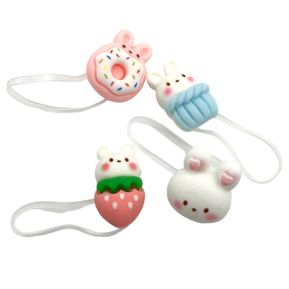 月うさぎ♡ブーケくま♡ベビーヘアクリップ　ヘアゴム　ハンドメイド商品 月うさぎ♡ブーケくま♡ベビーヘアクリップ ヘアゴム