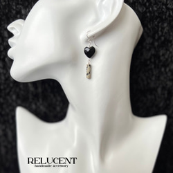 天然石ピアス　オニキス×ダルメシアンジャスパー　silver925　pierced earrings 6枚目の画像