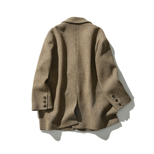 【超高級】ヴィンテージダブルジャケットコート カシミヤ ウール 裏地総柄 美品 アレンジ楽しむヘリボンー柄のダブルジャケット ウール混 裏地