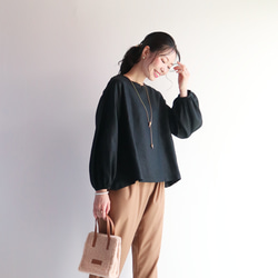 [黑色] 閃亮亞麻泡袖套頭衫♥ 第4張的照片