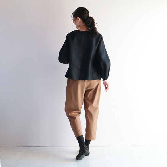 [黑色] 閃亮亞麻泡袖套頭衫♥ 第6張的照片