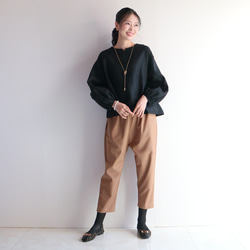 [黑色] 閃亮亞麻泡袖套頭衫♥ 第2張的照片