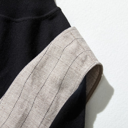 シルエットで魅せる、上質感のあるストライプジャンパースカート　コットンリネン 　230930-1 7枚目の画像