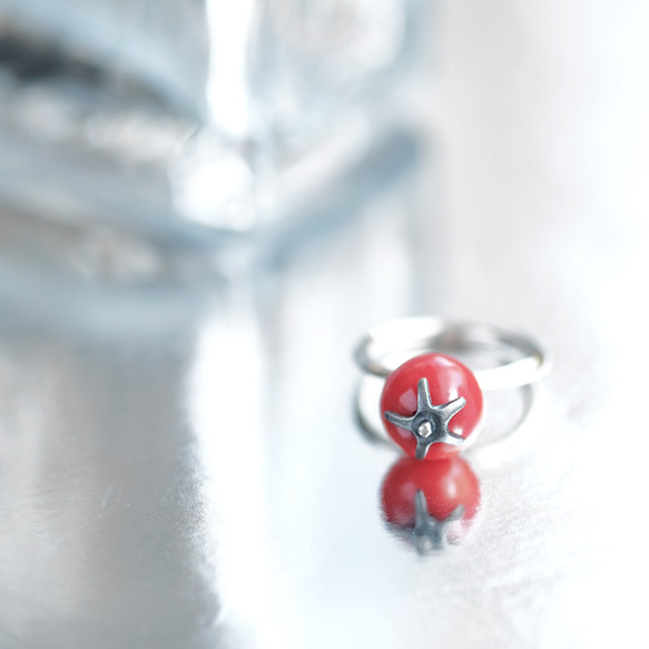 番茄水果糖紅珊瑚戒指銀925 第1張的照片