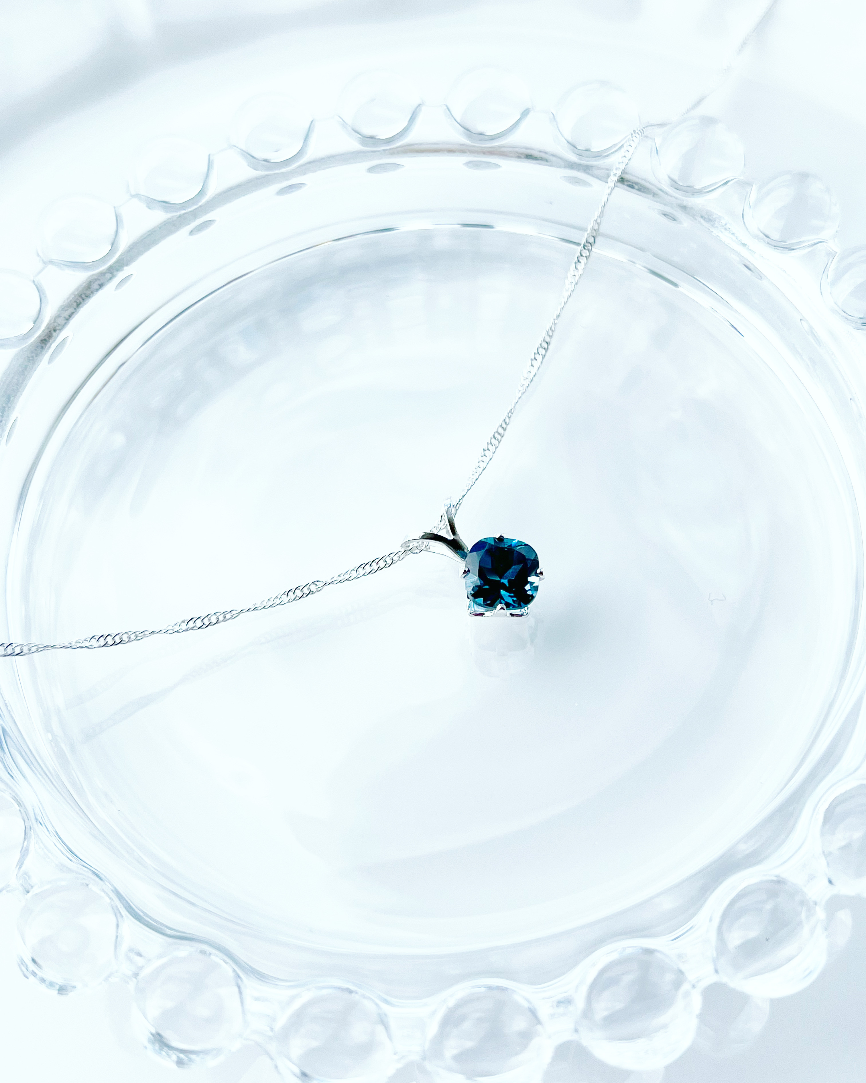 silver925 ロンドンブルートパーズ〜ディープカラー☆彡スクエアネックレス【天然石Lサイズ】