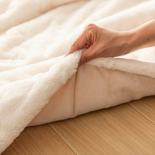 ベージュこたつ布団 リバーシブルファー 正方形 190cm×190cm 正方形