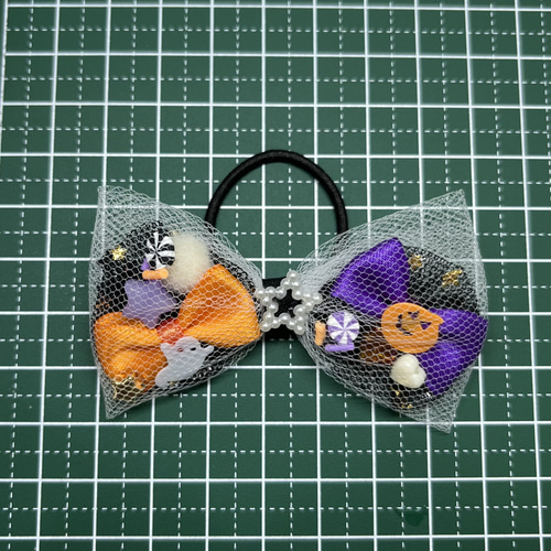 ハロウィン ヘアゴム りぼん チュール 星 ハート キッズ ベビー ベビー