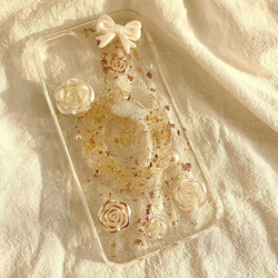 New!! スマホケース スマホリング 花柄 透明 iphoneケース オシャレ 可愛い 1枚目の画像