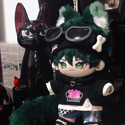 20cmぬいぐるみ 着せ替えぬいぐるみ 格好いい 緑髪緑目の少年 耳付き