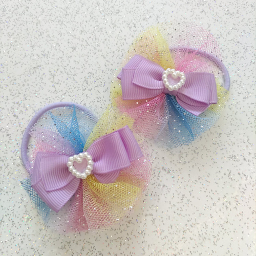 確認　たらりんヘアリボン ヘアゴム　華やかリボン　1208　ラインストーン　水色 確認 たらりんヘアリボン ヘアゴム 華やかリボン 1208 ラインストーン