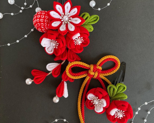 つまみ細工 髪飾り 成人式 七五三 卒業式 入学式 お祝い ヘアピン