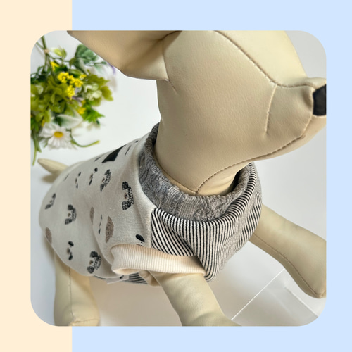 犬服ハンドメイド スマイリーレオパードSSサイズミニ裏毛