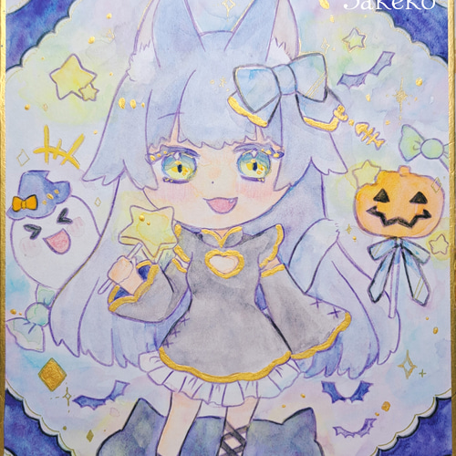 直筆 手描きイラスト サイン色紙 美少女 イベント NYAGO HINA