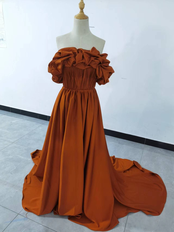 高品質！憧れのドレス パーティードレス オレンジ オフショル スリット 音楽会/発表会/二次会 クラシカル