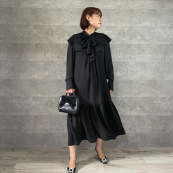 彩　未使用黒留袖からロングワンピース❣️ 長袖ワンピース ロングワンピース ミモレ丈 Aラインワンピース