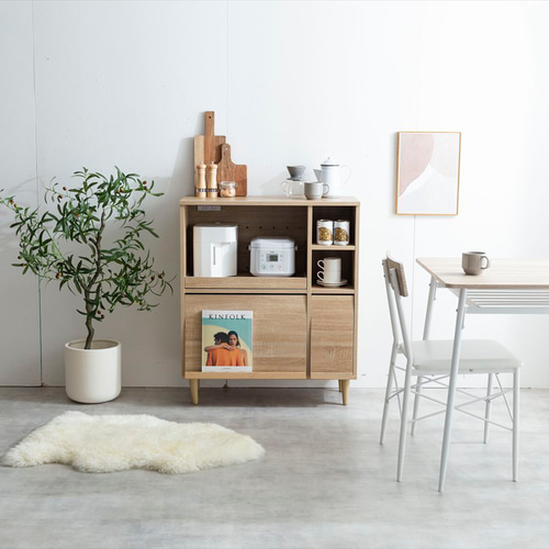 幅81cm】フラップ扉レンジ台 【WRK134039】 棚・シェルフ・ラック