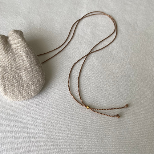 ミニ巾着 巾着 お守り袋 ペンダント plain / flax / cord color：beige