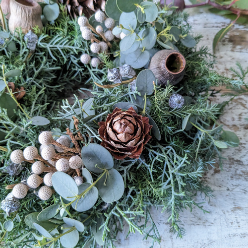 クリスマスリース　フレッシュ 早割クリスマス2023】フレッシュリース*green/white リース