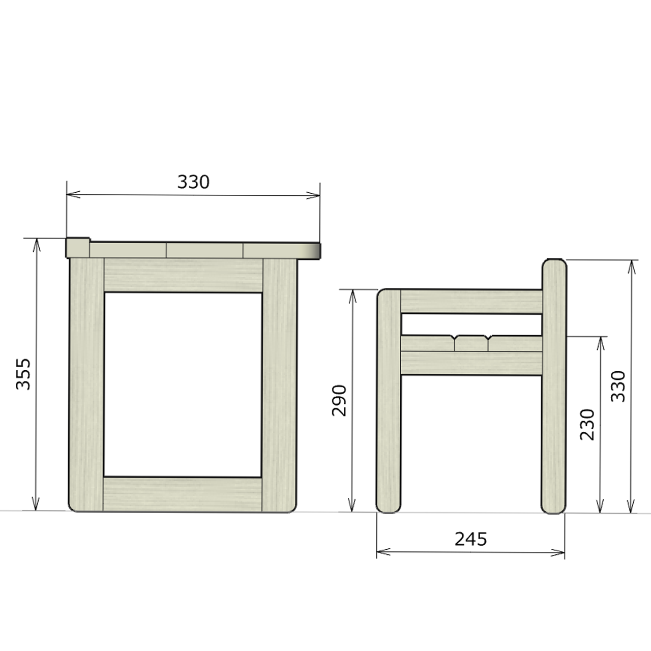 子供机・いすセット ひのき無垢材　無塗装