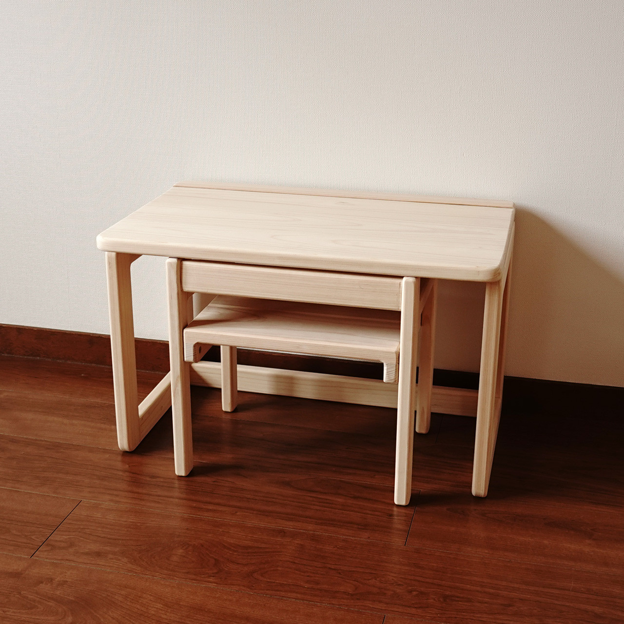 子供机・いすセット ひのき無垢材　無塗装