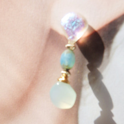 Sea Goddess Chalcedony Earrings 　 海の女神のカルセドニーピアス☆　シリコンポストピアス 8枚目の画像