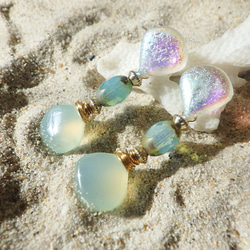 Sea Goddess Chalcedony Earrings 　 海の女神のカルセドニーピアス☆　シリコンポストピアス 11枚目の画像