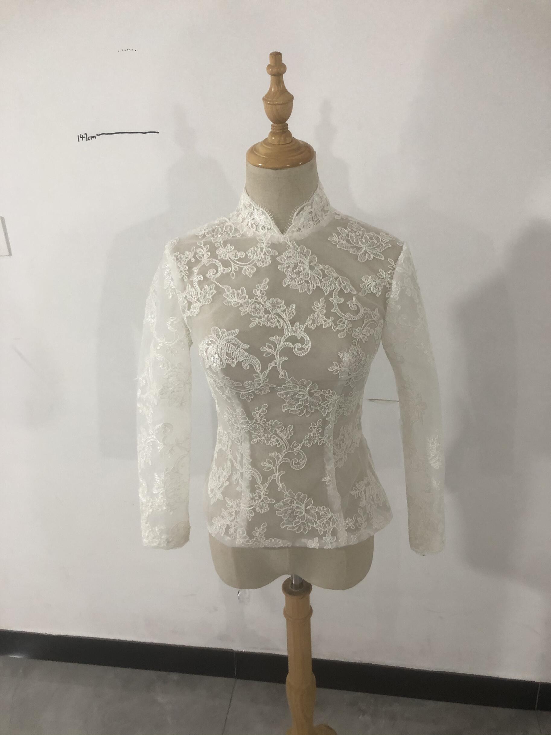 ウエディングドレス ボレロ 3D立体レース刺繍 ハイネック 花嫁/ウェディングドレス/結婚式/披露宴