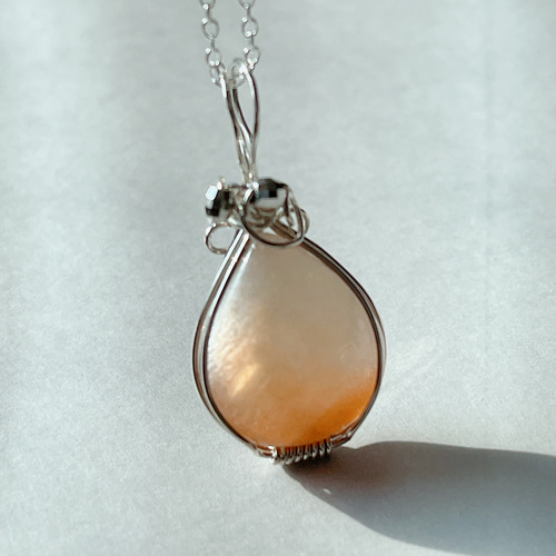 シルバー925 サンムーンストーンペンダントトップネックレス