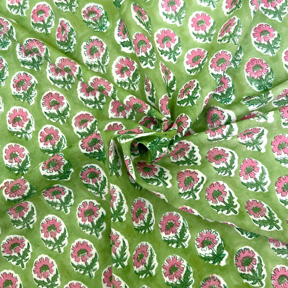 商用可/1m】インド産ハンドブロックプリント生地 NHB246※2m以上もお  