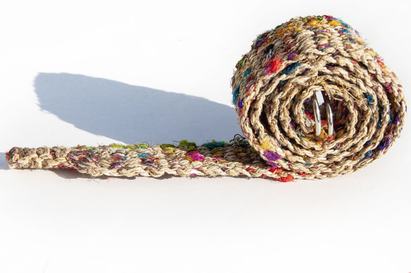 手織りのコットンとリネンのベルト、手織りのベルト - 南米のレインボースターストライプ、手撚りサリーシルク糸、クリスマス交換ギフ 3枚目の画像