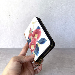 -椿- 花と草木の ミニ財布 （コインパスケース 定期入れ） 2枚目の画像