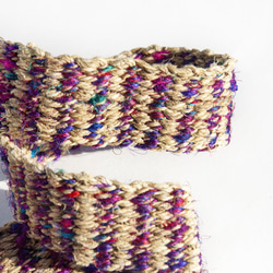 手織りのコットンとリネンのベルト、手織りベルト - パープルミスト レインボースターストライプ 手撚りサリー シルク糸 クリスマ 7枚目の画像