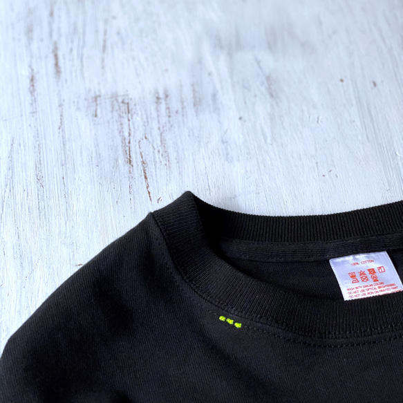 neon stitch ロングスリーブ Tシャツ / ブラック 2枚目の画像