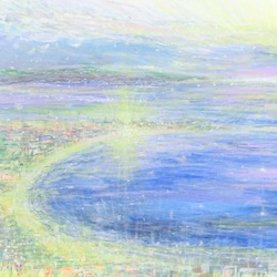 原画「海と暮らしと」 額サイズ55×44㎝ パワーアート 3枚目の画像