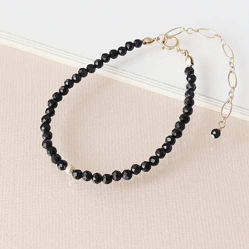 極細】 オニキス ラウンドカット 約2-3mm 14kgf ゴールドビーズ  