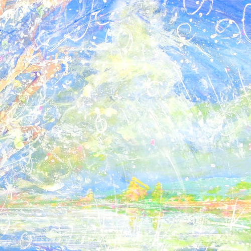 原画「降りそそぐ自然の恵み」 額サイズ55×44㎝ パワーアート 絵画