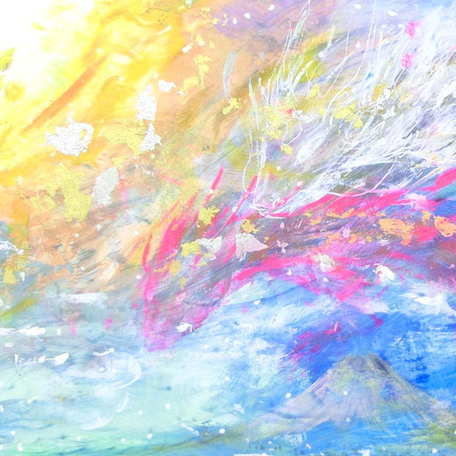 原画「夢で見た紅白の龍」 額サイズ55×44㎝ パワーアート 絵画 息吹 友