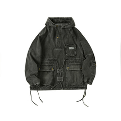 秋冬新品 フード付きデニムジャケット メンズ レトロ アウトドア
