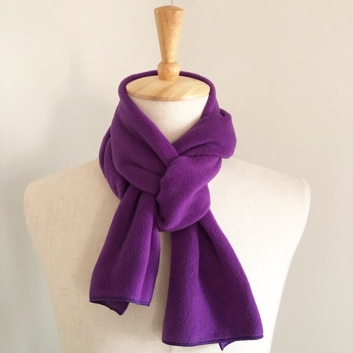 手芸の旦那】ふんわりフリースコンパクト マフラー 紫 パープル