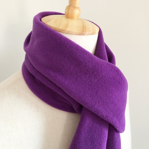 手芸の旦那】ふんわりフリースコンパクト マフラー 紫 パープル