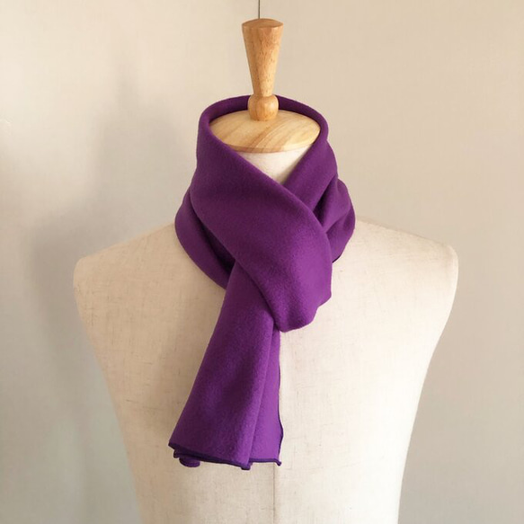 手芸の旦那】ふんわりフリースコンパクト マフラー 紫 パープル